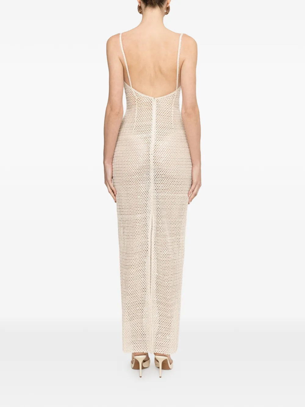 NISSA Mesh maxi-jurk met pailletten Wit