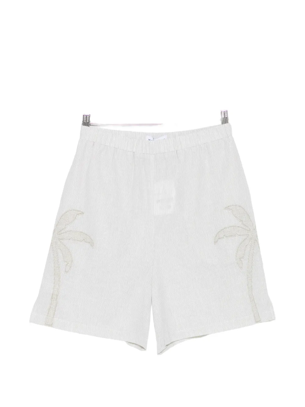 Maison Labiche palm-patch pinstriped shorts - Weiß