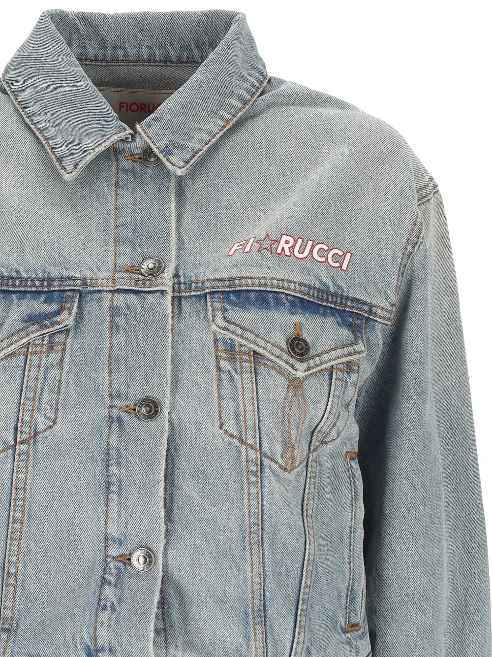 Fiorucci Spijkerjack met geborduurd logo Blauw