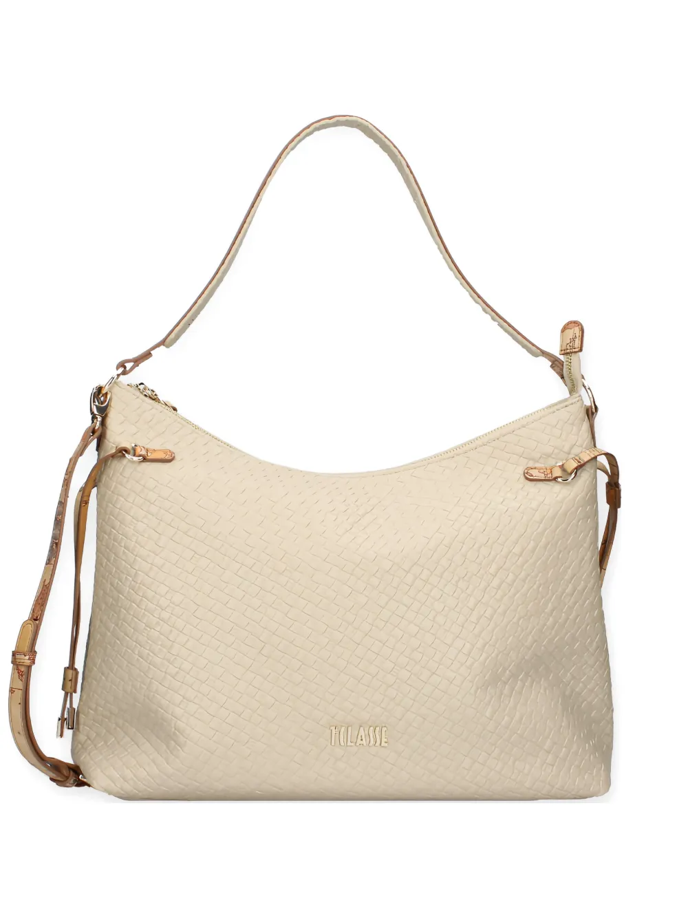 ALVIERO MARTINI 1° CLASSE Borsa a spalla con effetto intrecciato - Toni neutri