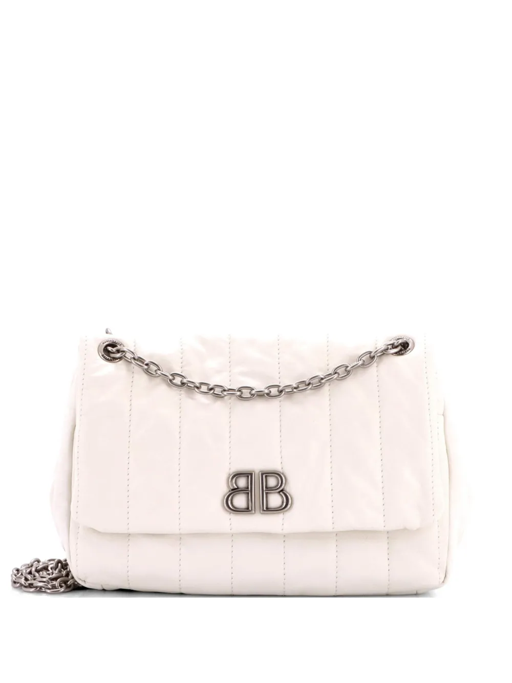 Balenciaga Pre-Owned Monaco Chain Flap Quilted Leather Mini shoulder bag - Bianco