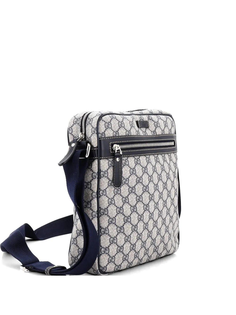 Gucci Pre-Owned Front Zip Messenger GG Coated Canvas Medium crossbody bag - Blu