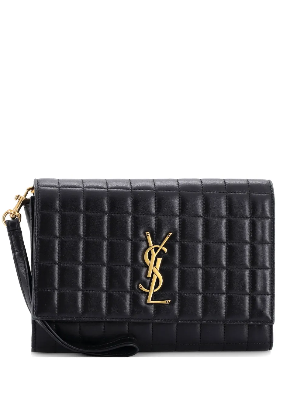 Saint Laurent Pre-Owned Monogram Flap Pouch Square Quilted Leather clutch bag - Nero