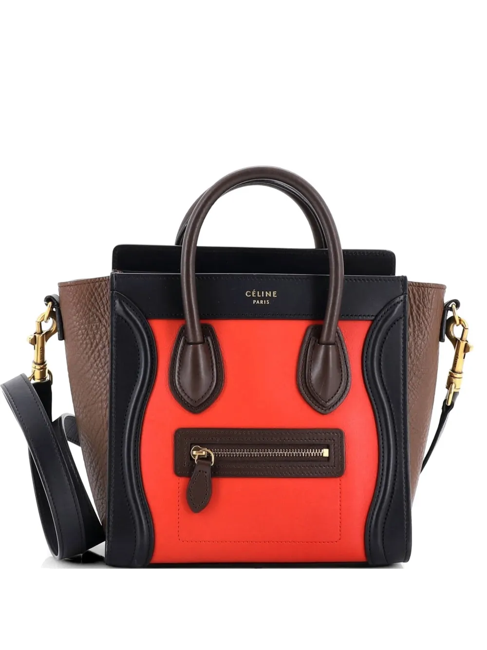 Celine Pre-Owned Tricolor Luggage Bag Nano Umhängetasche - Schwarz