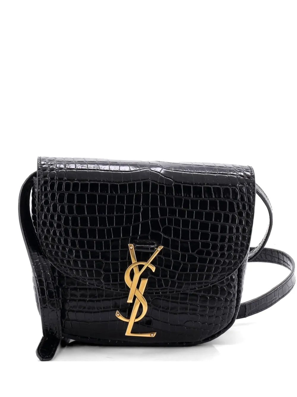 Saint Laurent Pre-Owned Kleine Kaia Schultertasche mit Kroko-Prägung - Schwarz