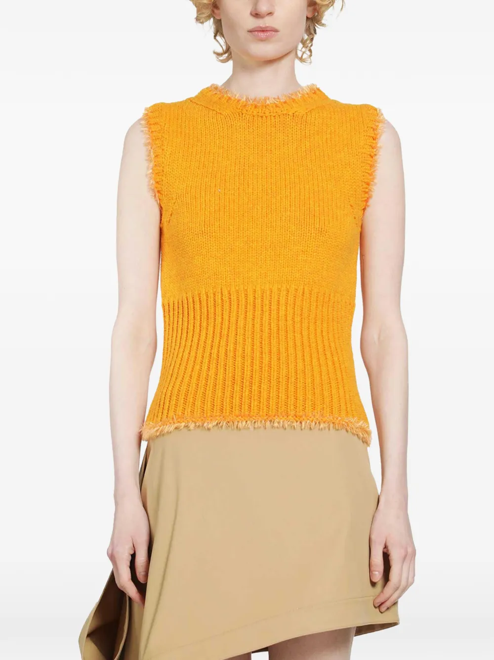 LOEWE fringed ribbed-knit vest - Orange