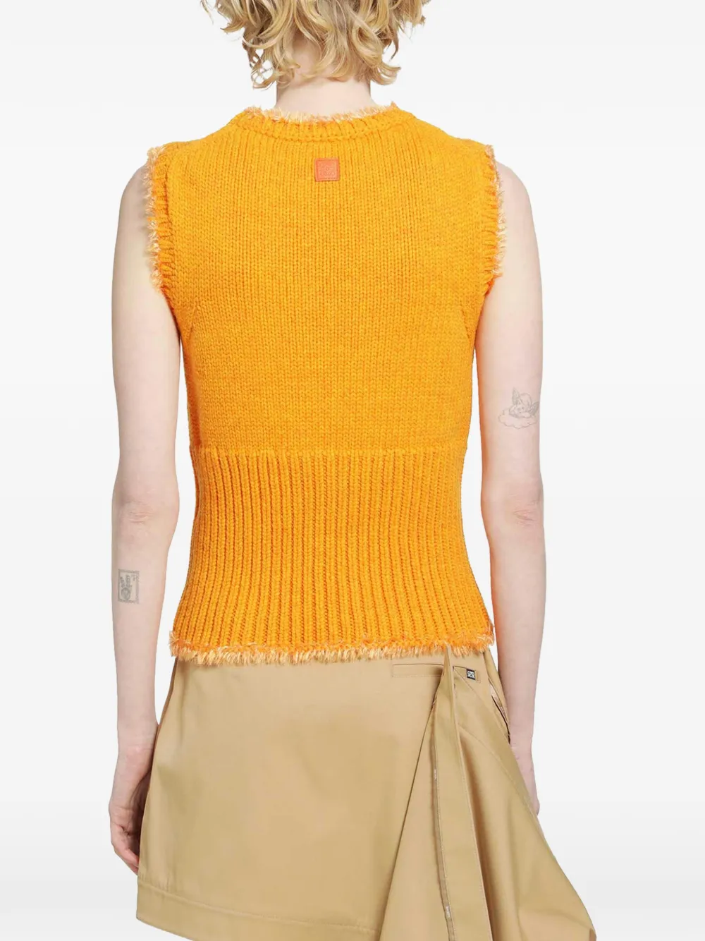 LOEWE Ribgebreide top met franje Oranje