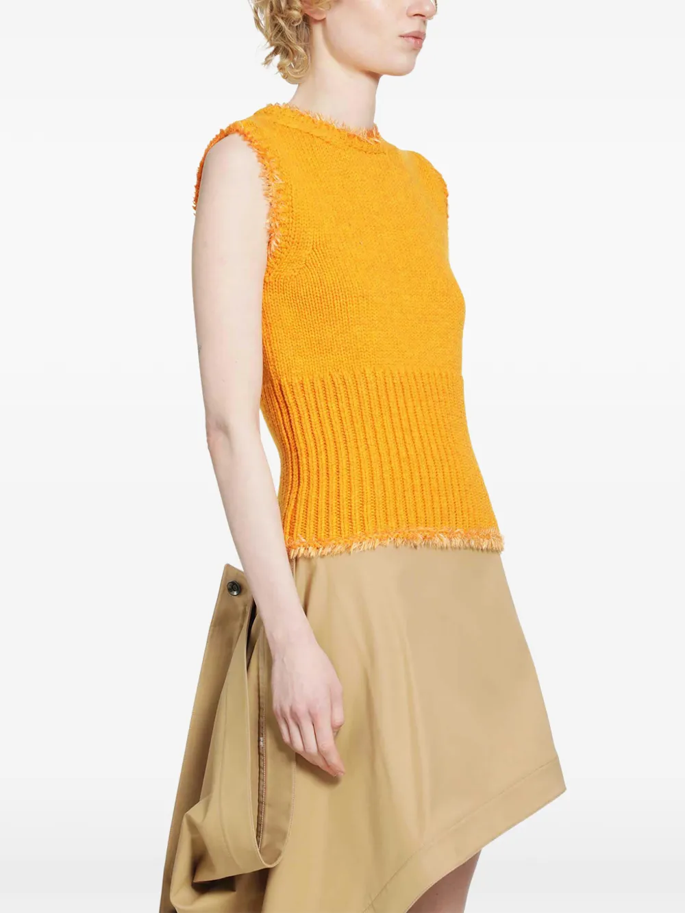 LOEWE Ribgebreide top met franje Oranje