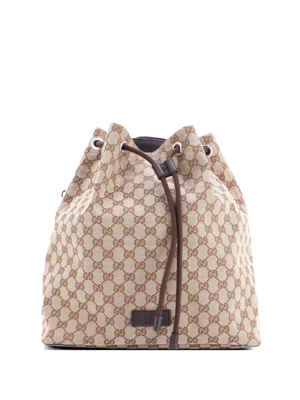 Gucci Pre-owned Drawstring GG Canvas Medium Backpack in Brown