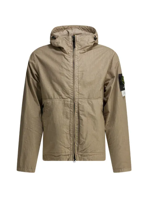 Stone Island logo-patch hooded coat