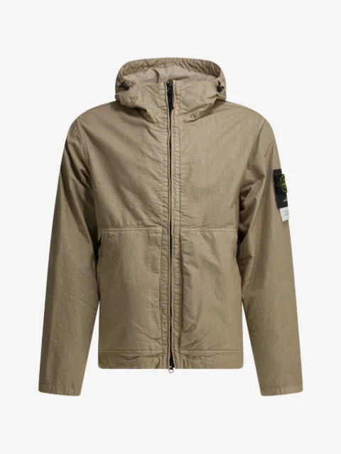 Stone Island logo-patch hooded coat