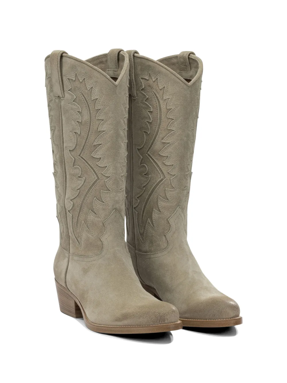 Sartore embroidered suede boots Beige