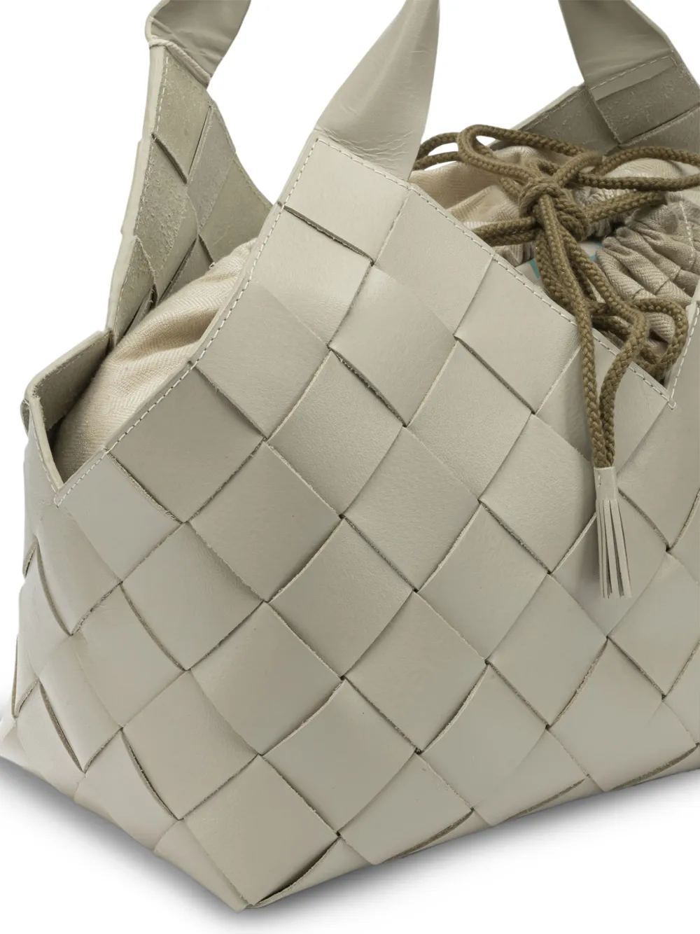 Dragon Diffusion Woven Shoulder Bag Featuring Top Handle In Gray