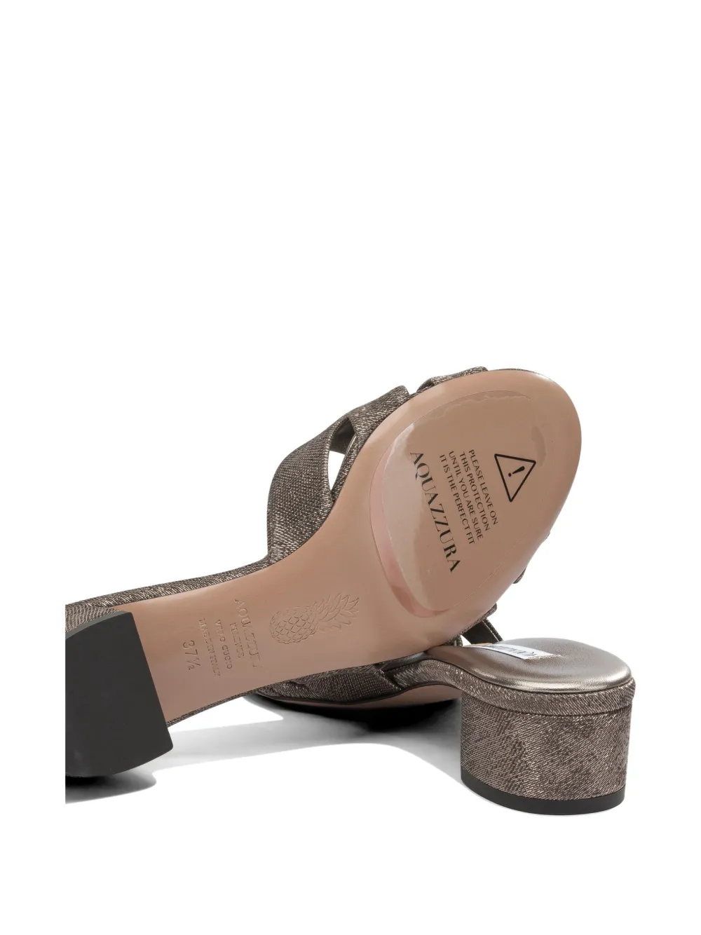 Aquazzura knot-detail laminated mules Grijs