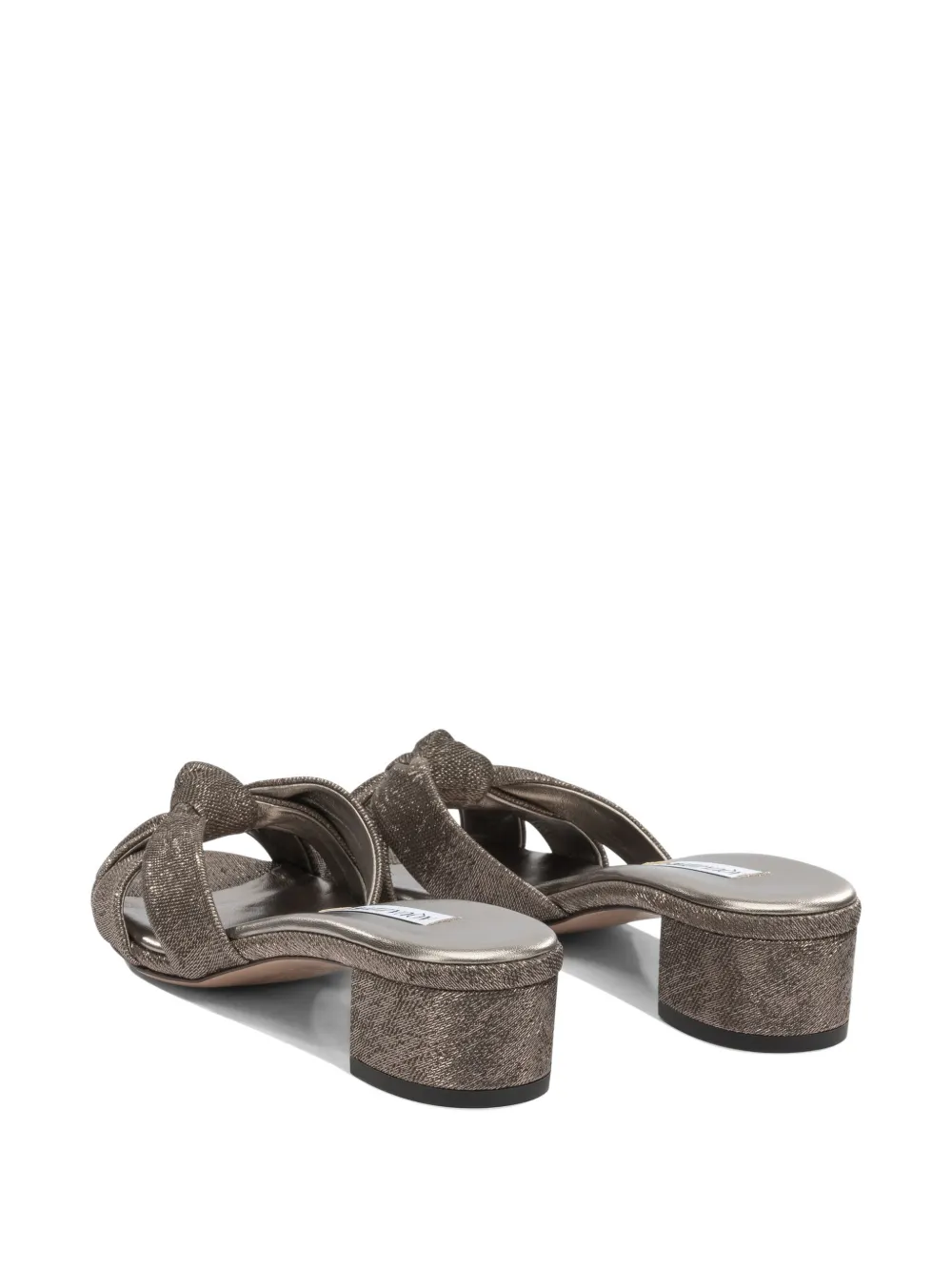 Aquazzura knot-detail laminated mules Grijs