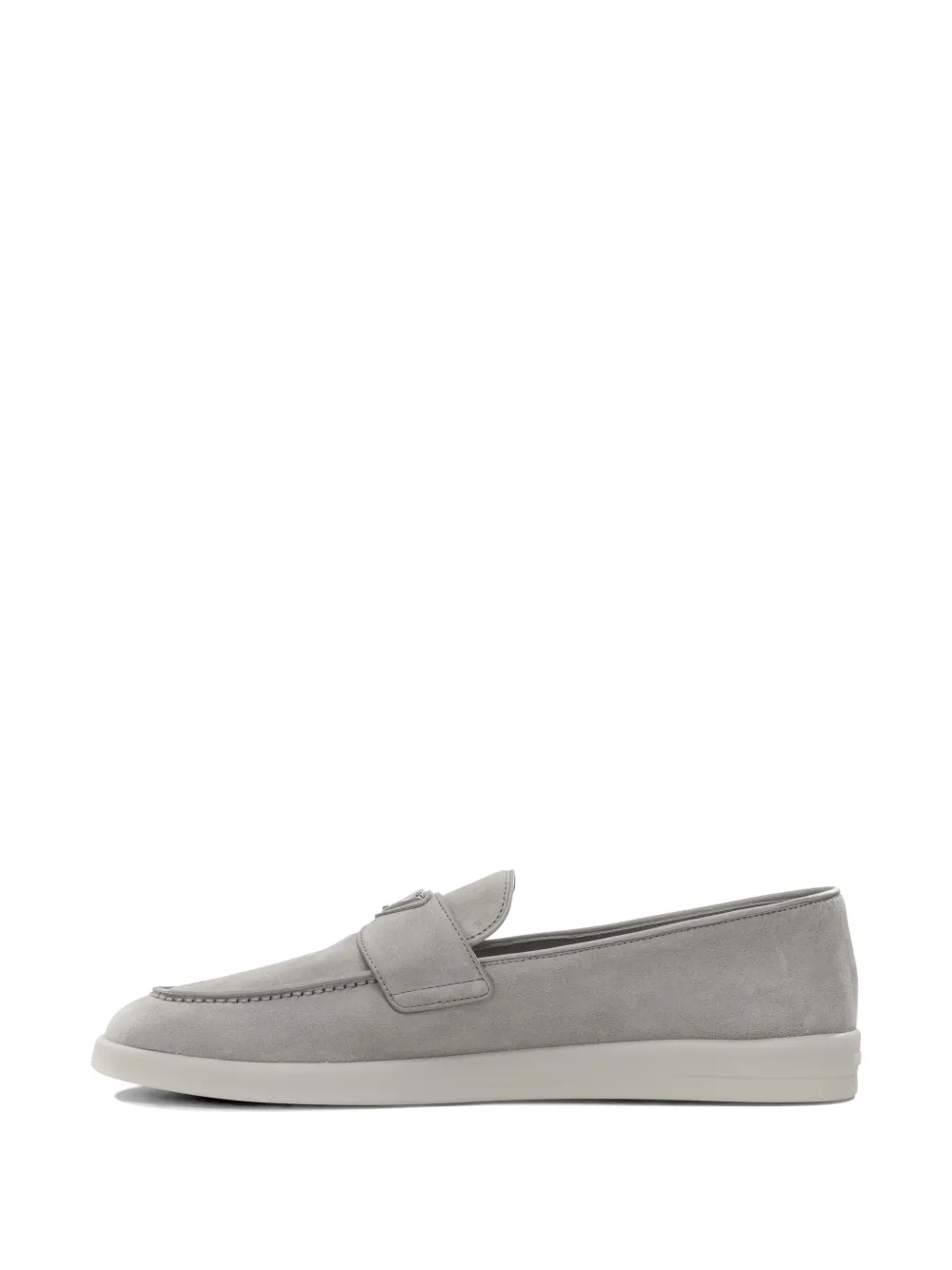 Prada logo-plaque suede loafers - Grigio