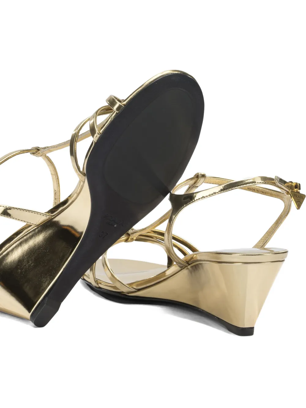Prada metallic-effect wedge sandals Goud