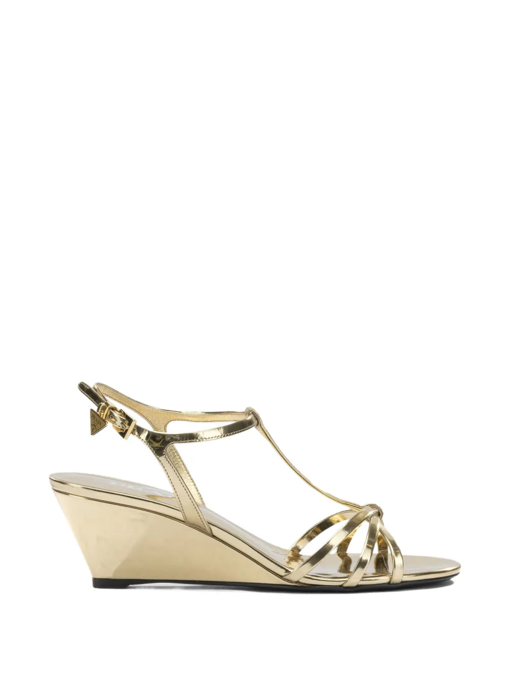Prada metallic-effect wedge sandals Goud