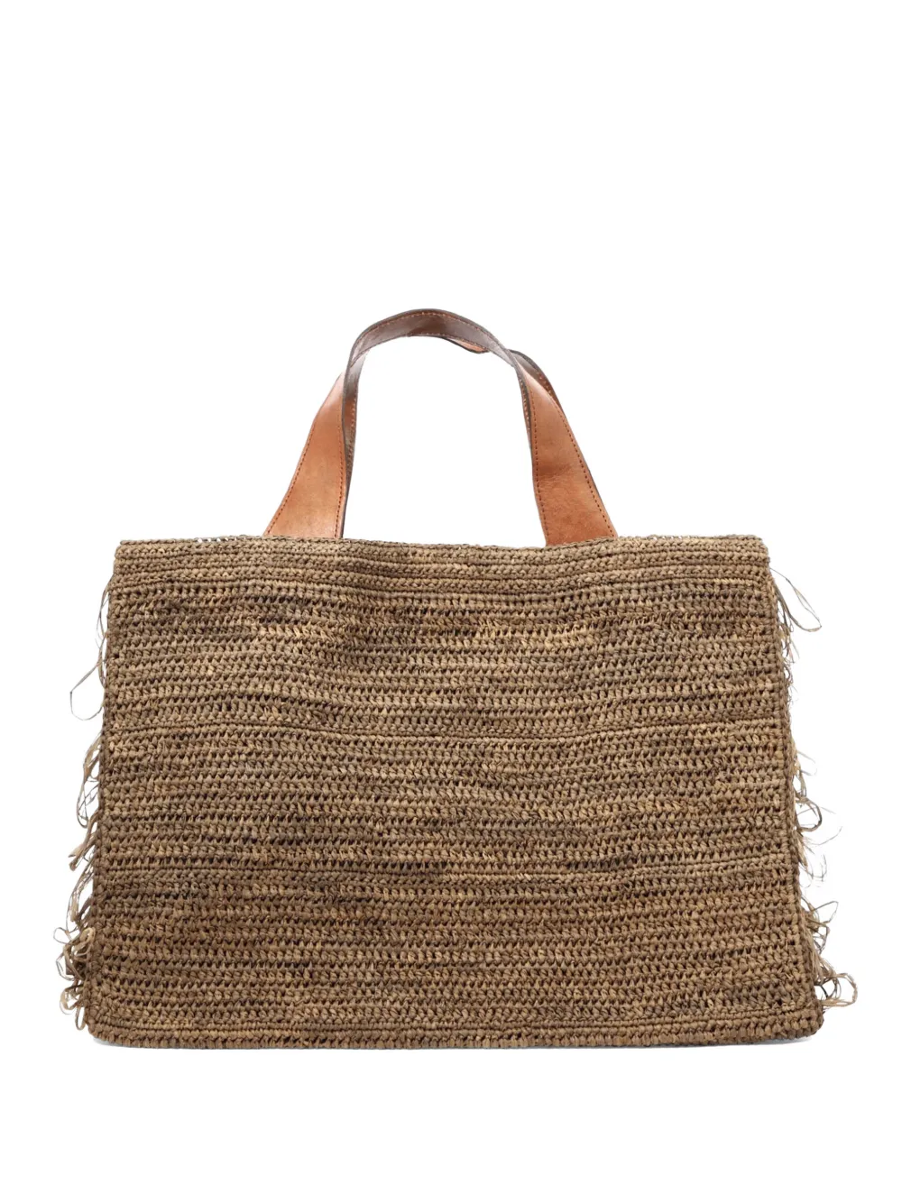 IBELIV Onja fringed raffia tote bag - Marrone