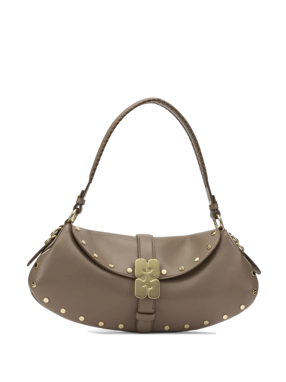 GANNI B-Kat studded shoulder bag - Brown