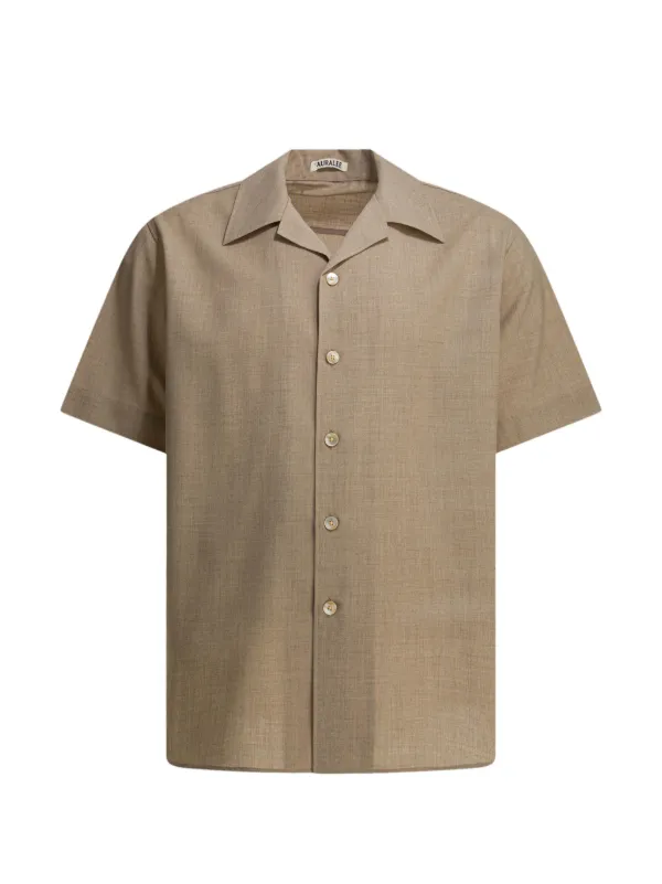 Auralee Short-sleeve Cashmere Shirt in Neutrals