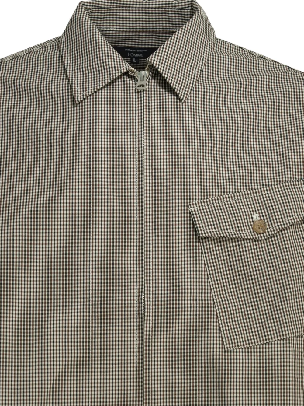 Comme des Garçons Homme Shirtjack met gingham-ruit en rits Bruin