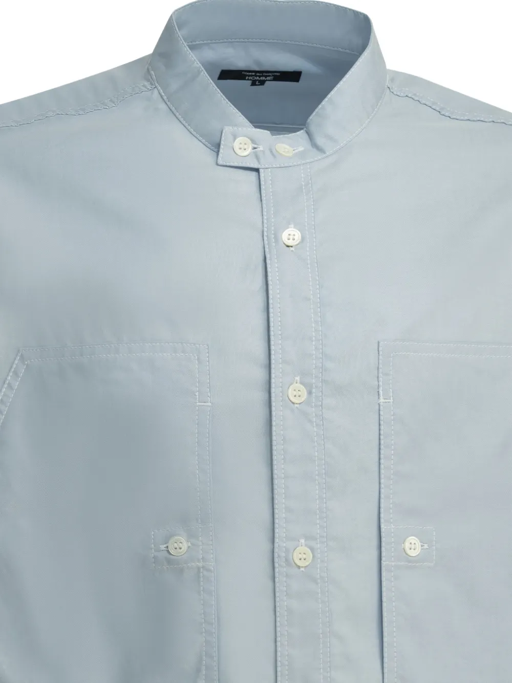 Comme des Garçons Homme Overhemd met opgestikte zak en bandkraag Blauw