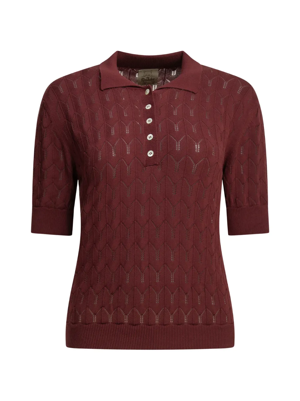 RAKKI California pointelle-knit polo top - Rot