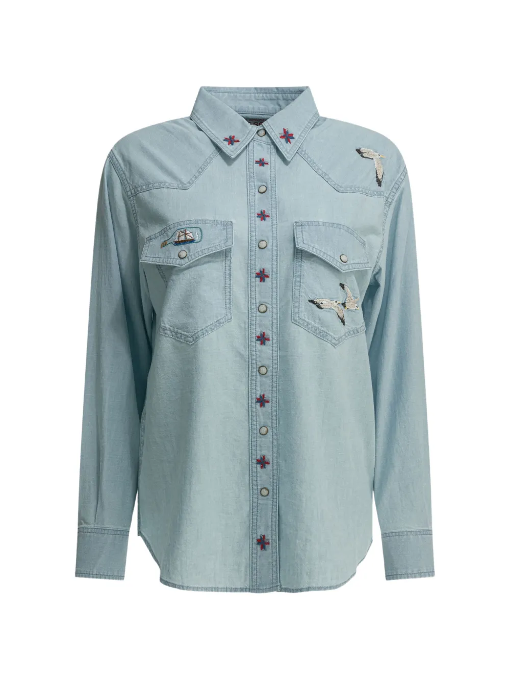 Filson embroidered-detail denim shirt - Blu