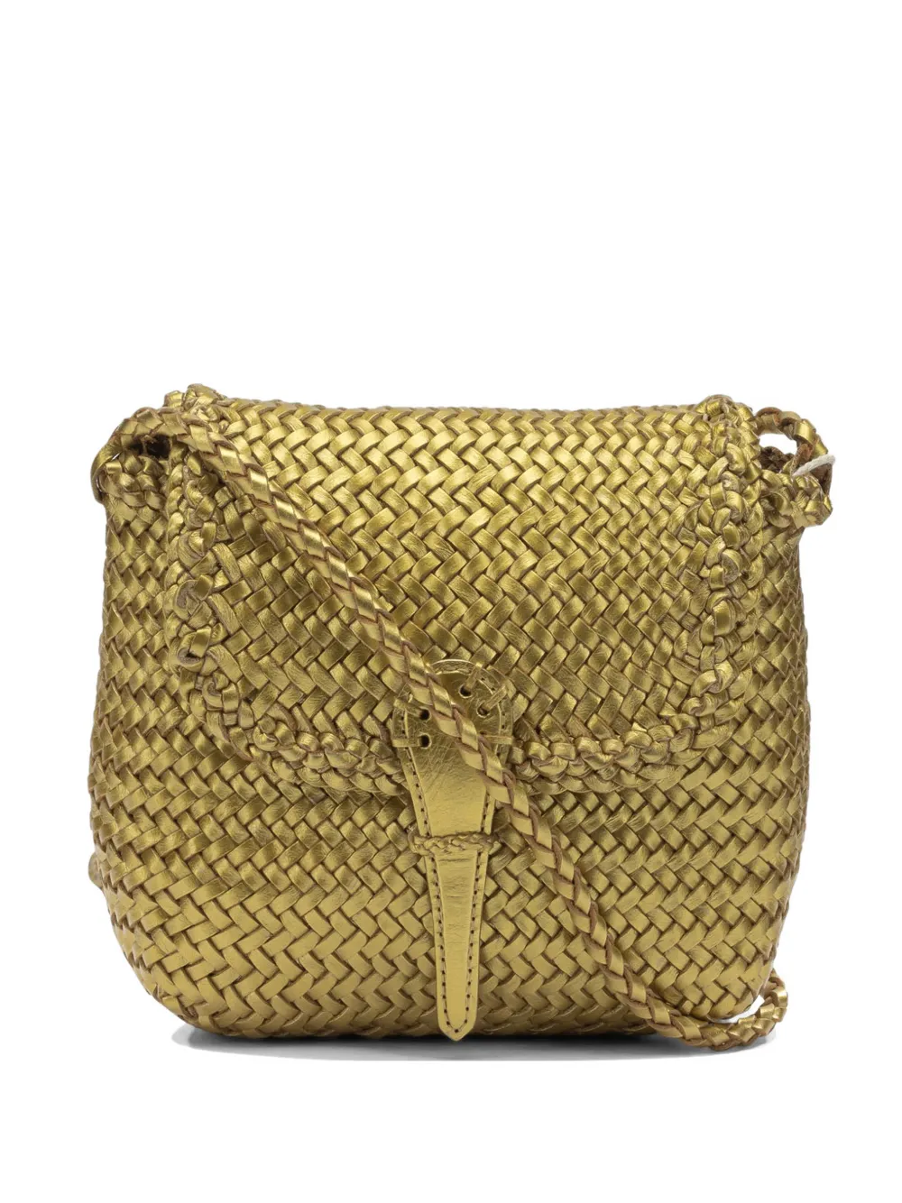 DRAGON DIFFUSION Mini city woven leather shoulder bag - Oro