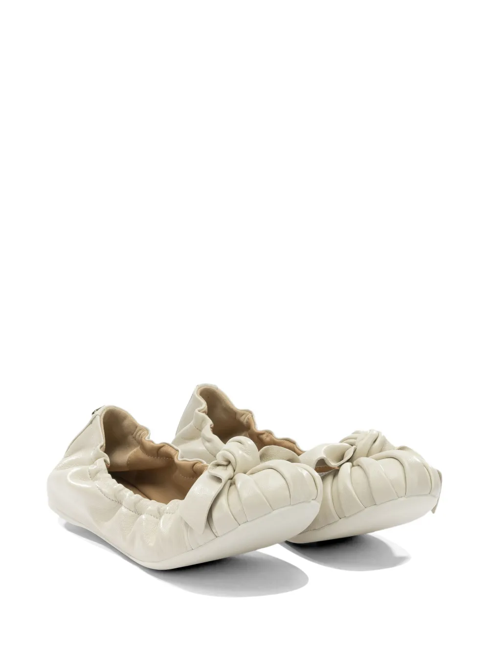 Ferragamo bow-detail ruched ballet flats Beige