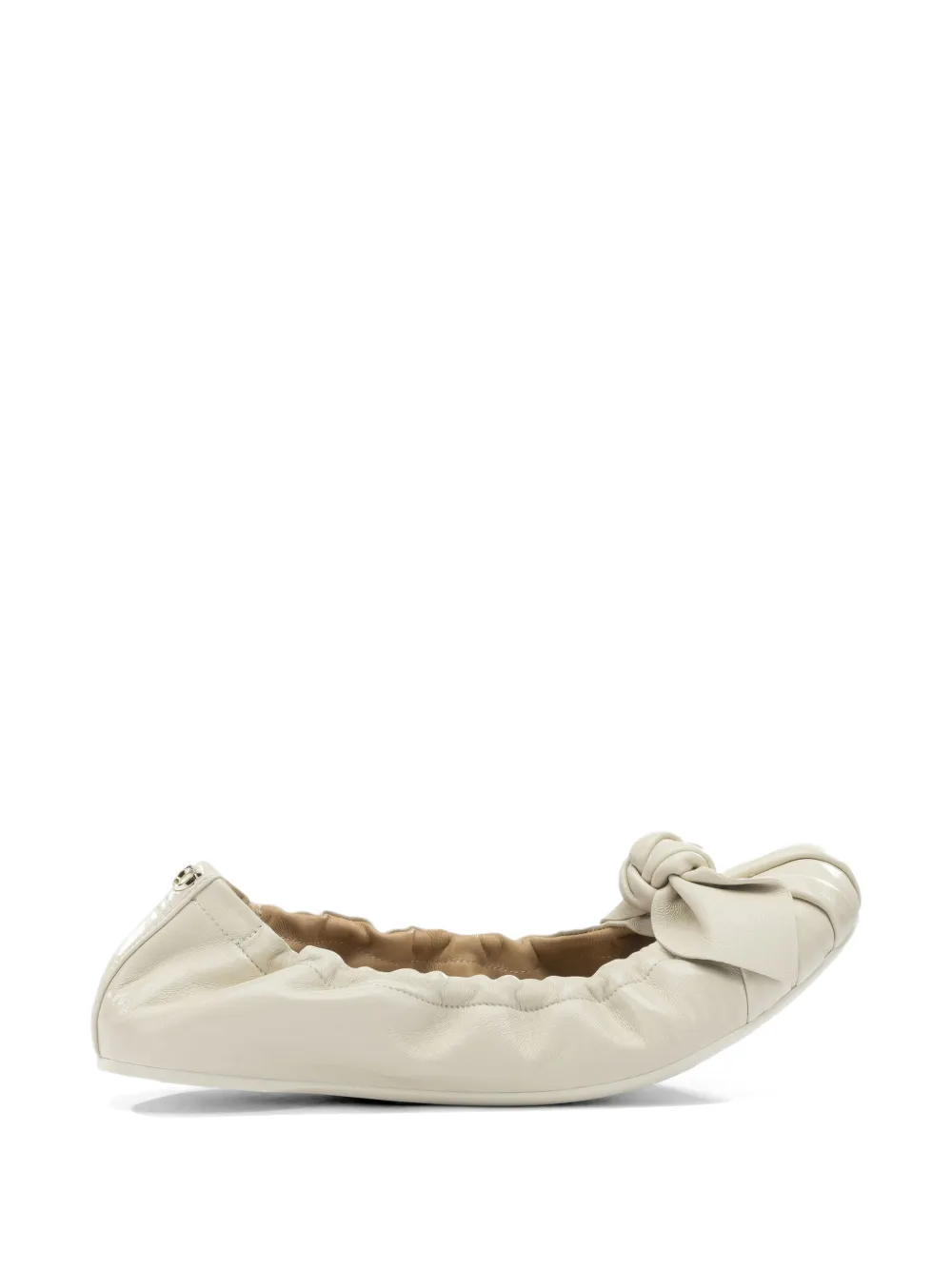 Ferragamo bow-detail ruched ballet flats - Toni neutri