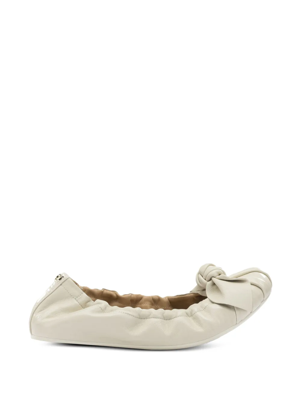 Ferragamo bow-detail ruched ballet flats - Toni neutri