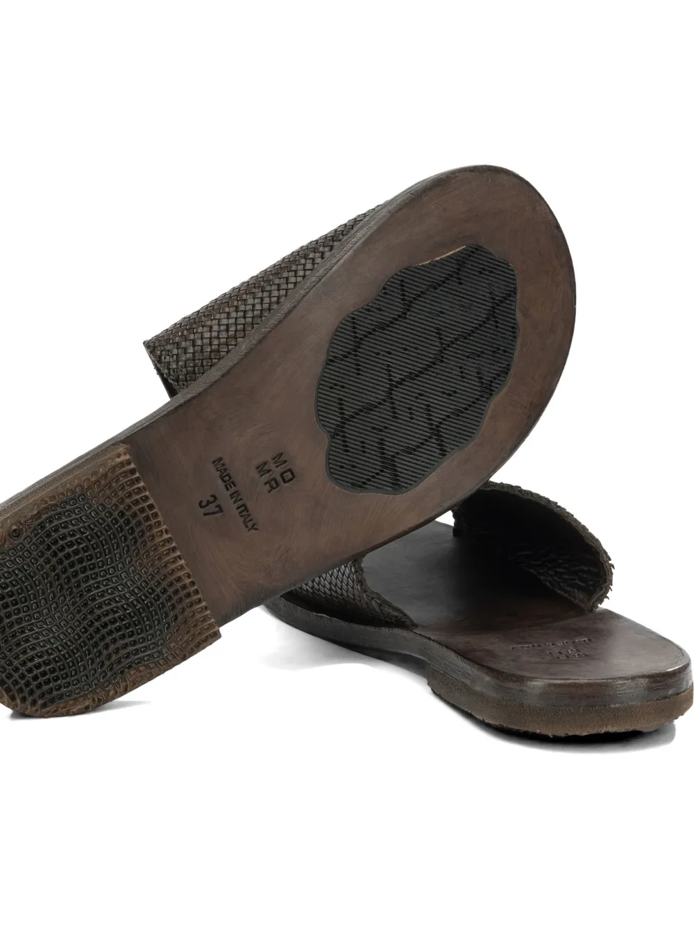 Moma woven leather flat sandals Bruin