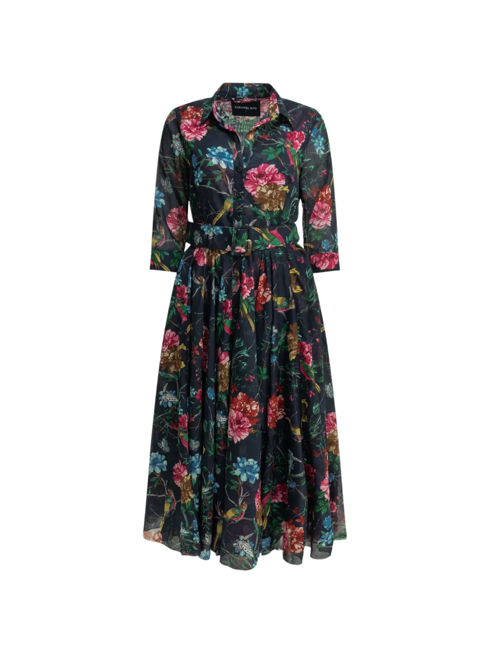 Samantha Sung floral-print belted dress - Blu