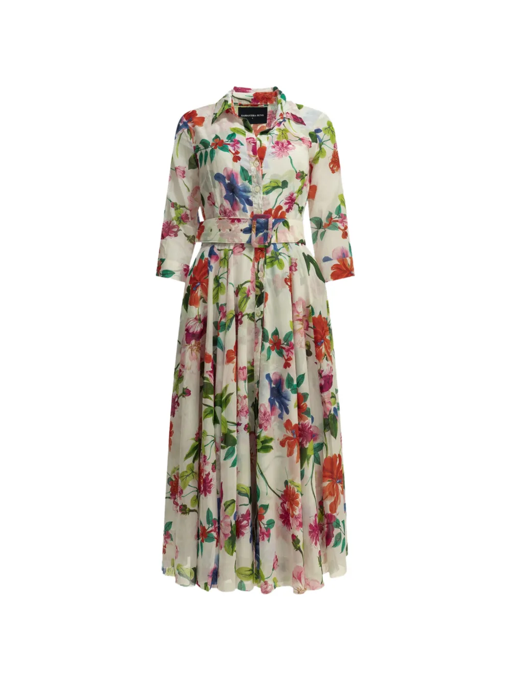 Samantha Sung floral-print belted dress - Bianco