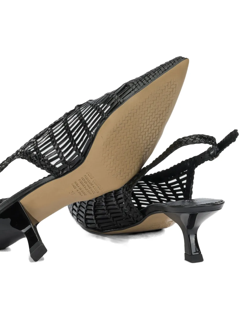 Toni Pons Geweven leren slingback pumps Zwart