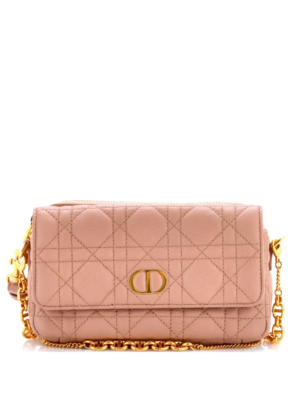 Christian Dior Pre-Owned Caro Flap Double Pouch Cannage Quilt Umhängetasche - Rosa