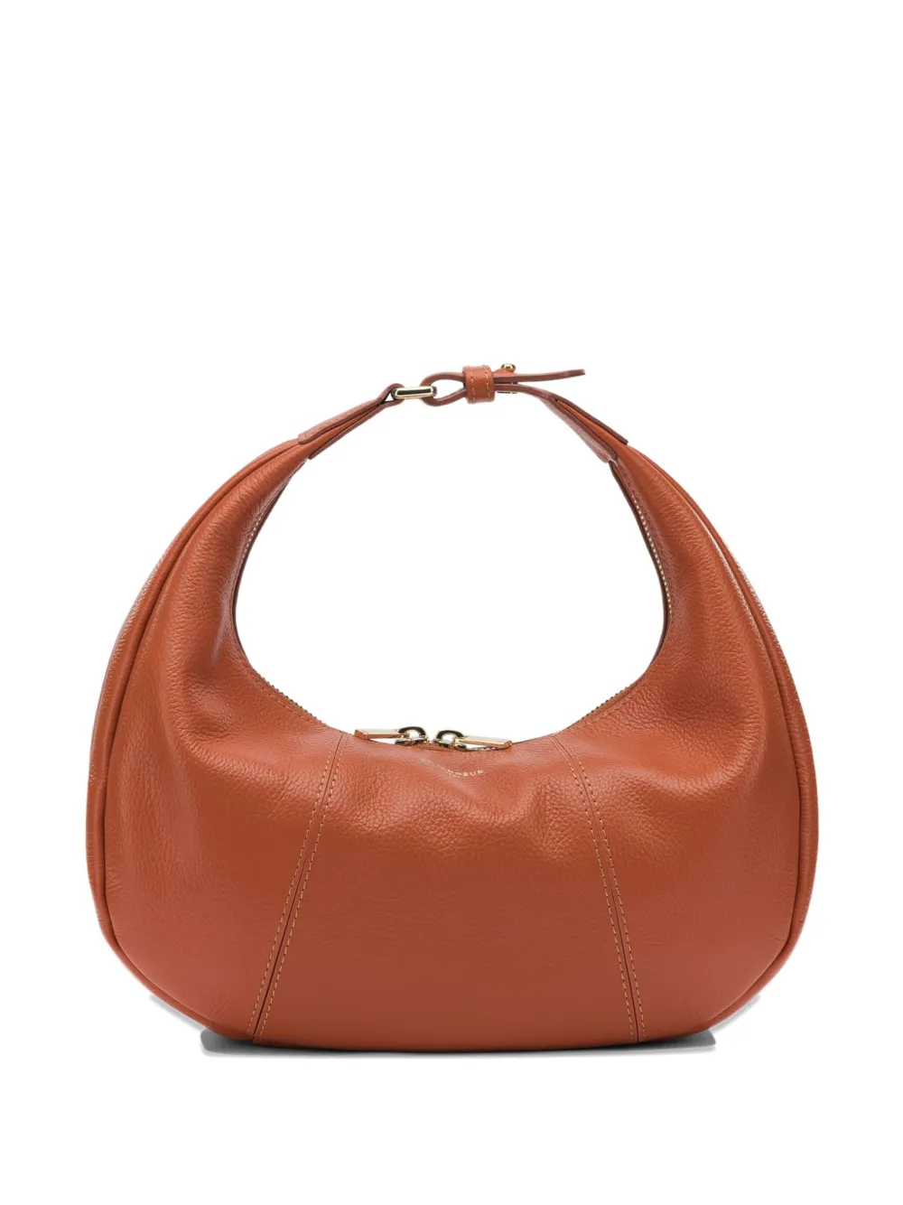 Le Tanneur small pebbled-leather curved tote bag - Arancione