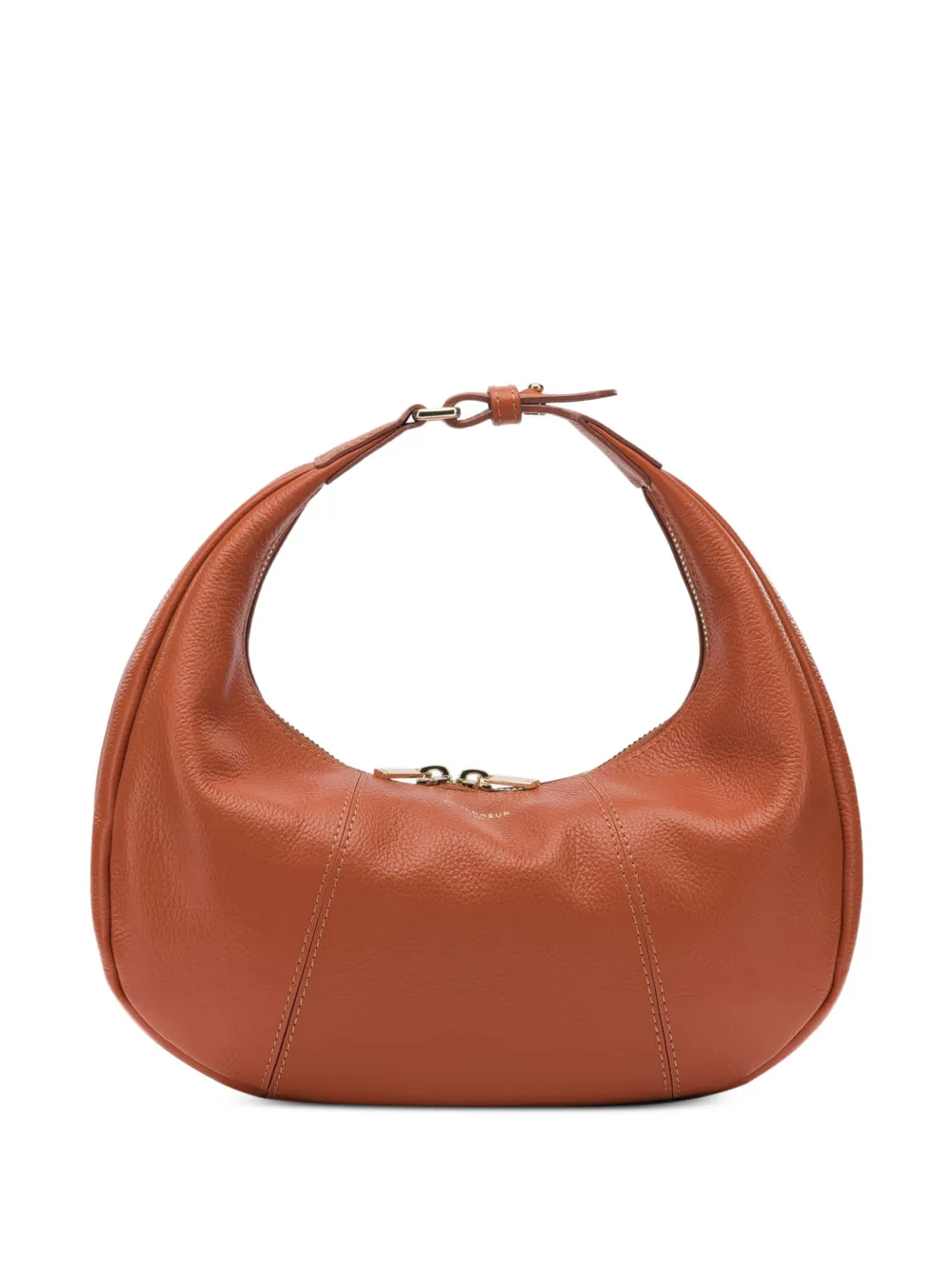 Le Tanneur small pebbled-leather curved tote bag - Arancione