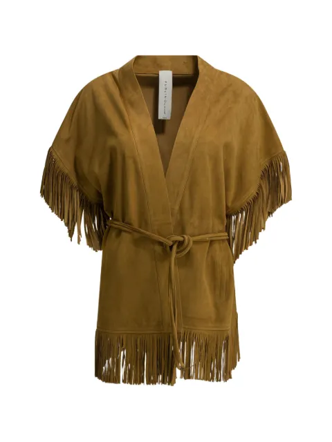 FURLING BY GIANI fringed suede coat