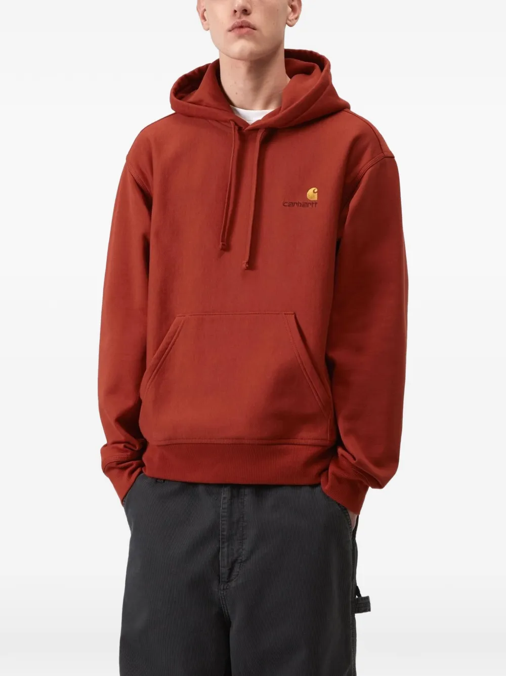 Carhartt WIP American Script hoodie met geborduurd logo en trekkoord Rood