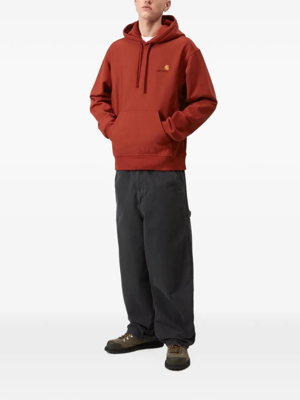 Carhartt WIP American Script hoodie met geborduurd logo en trekkoord Rood