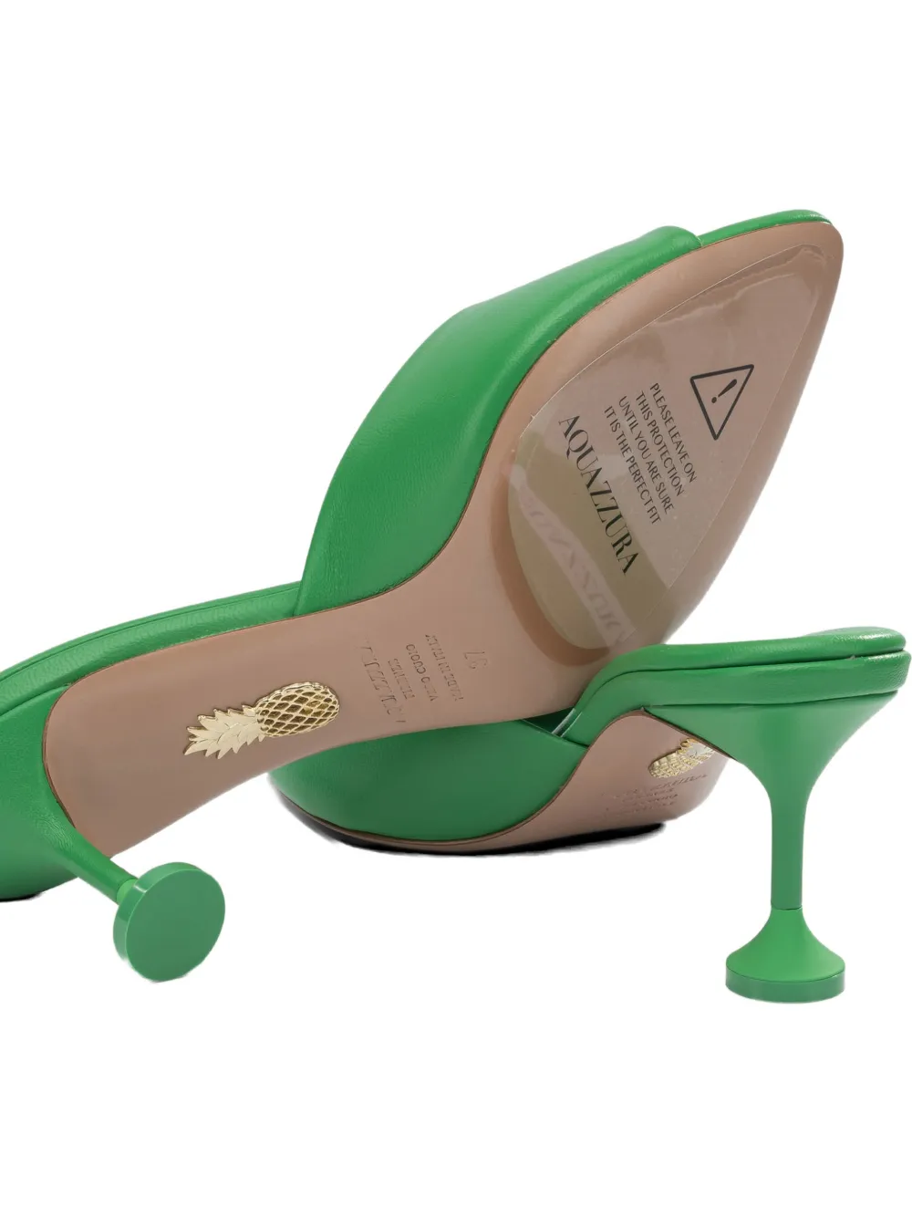 Aquazzura Bisous leather mules Groen