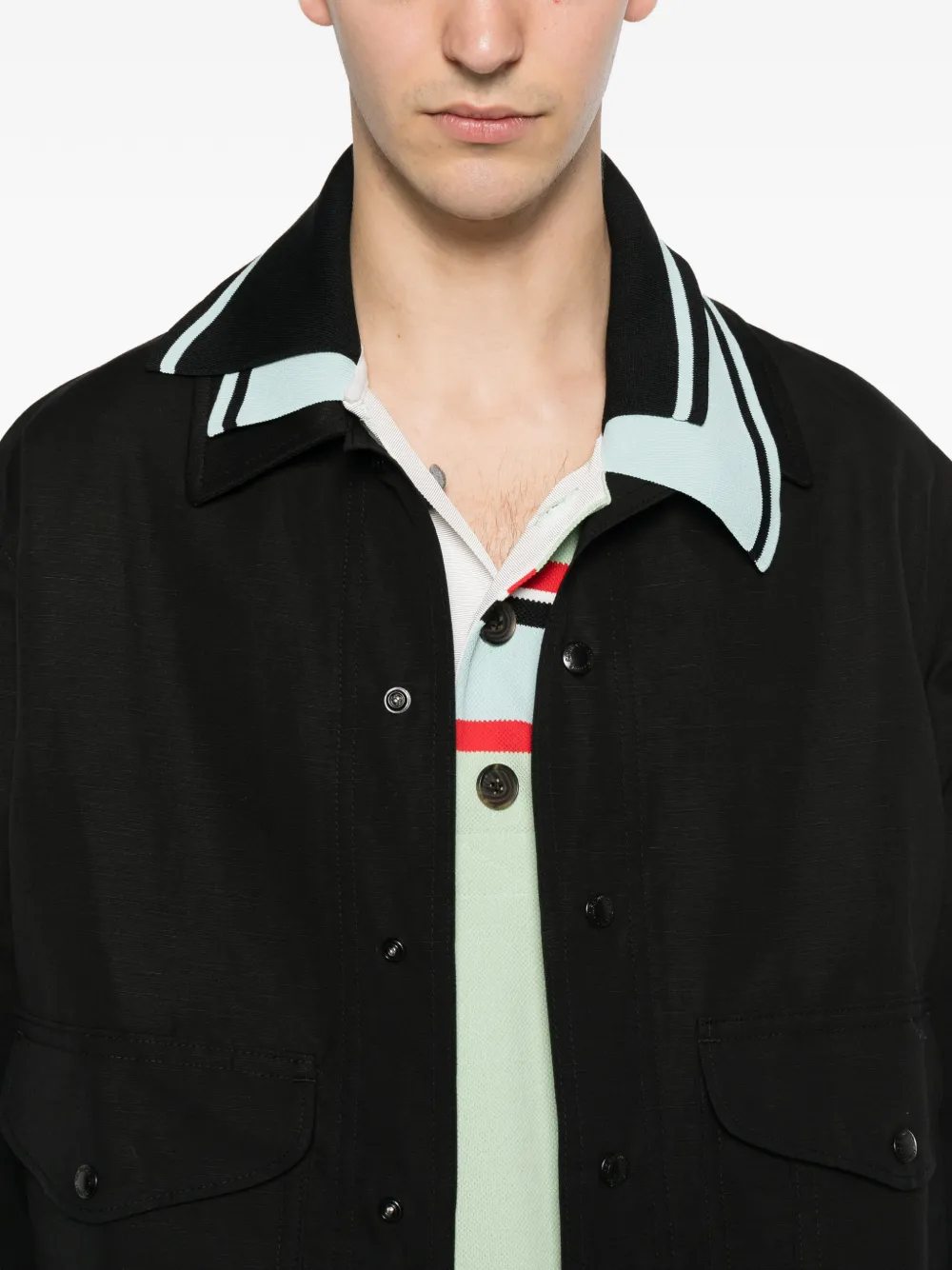 Junya Watanabe MAN Shirtjack met opgestikte zakken Zwart