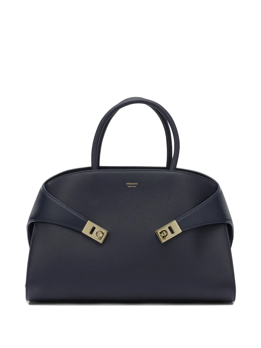 Ferragamo Gancini-plaque leather tote bag - Blu