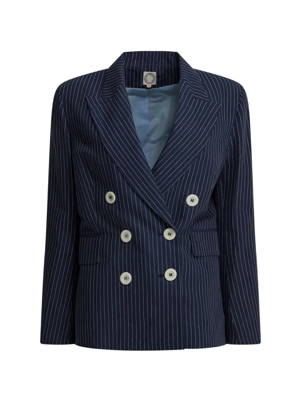 Ines De La Fressange June pinstripe double-breasted coat - Blu