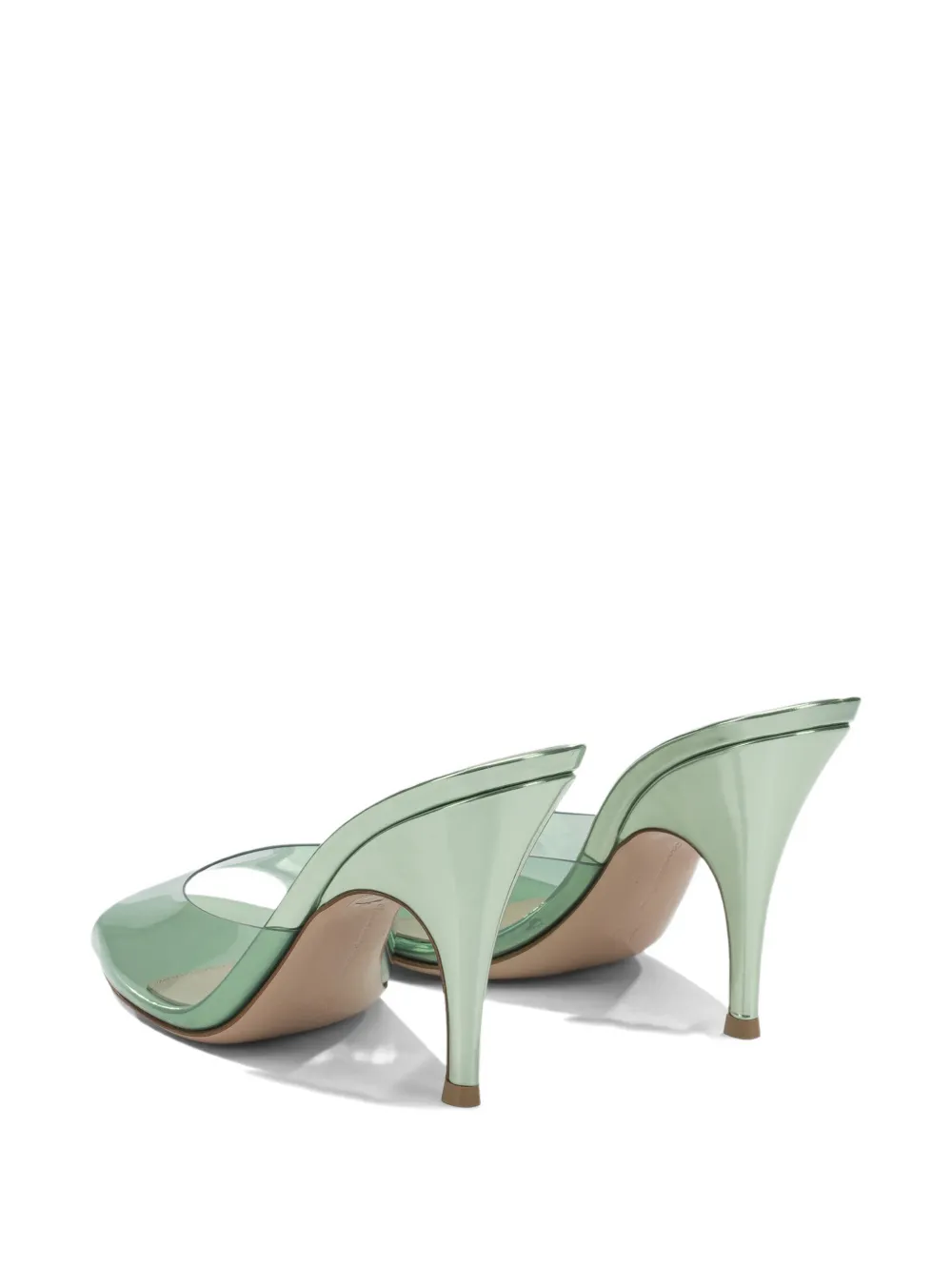 Gianvito Rossi transparent-strap metallic-finish sandals Wit