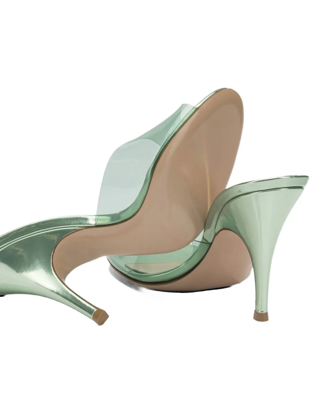 Gianvito Rossi transparent-strap metallic-finish sandals Wit