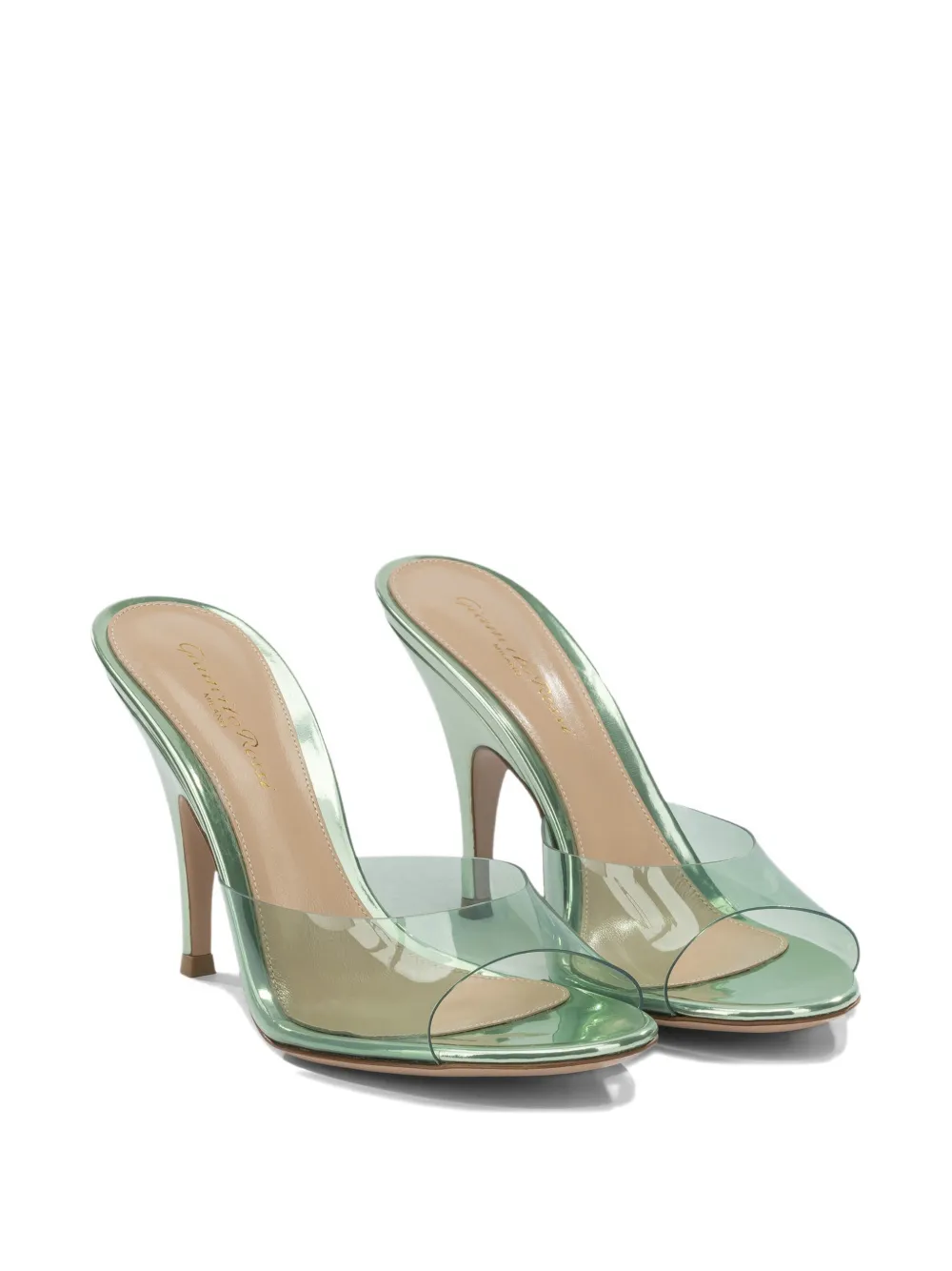 Gianvito Rossi transparent-strap metallic-finish sandals Wit